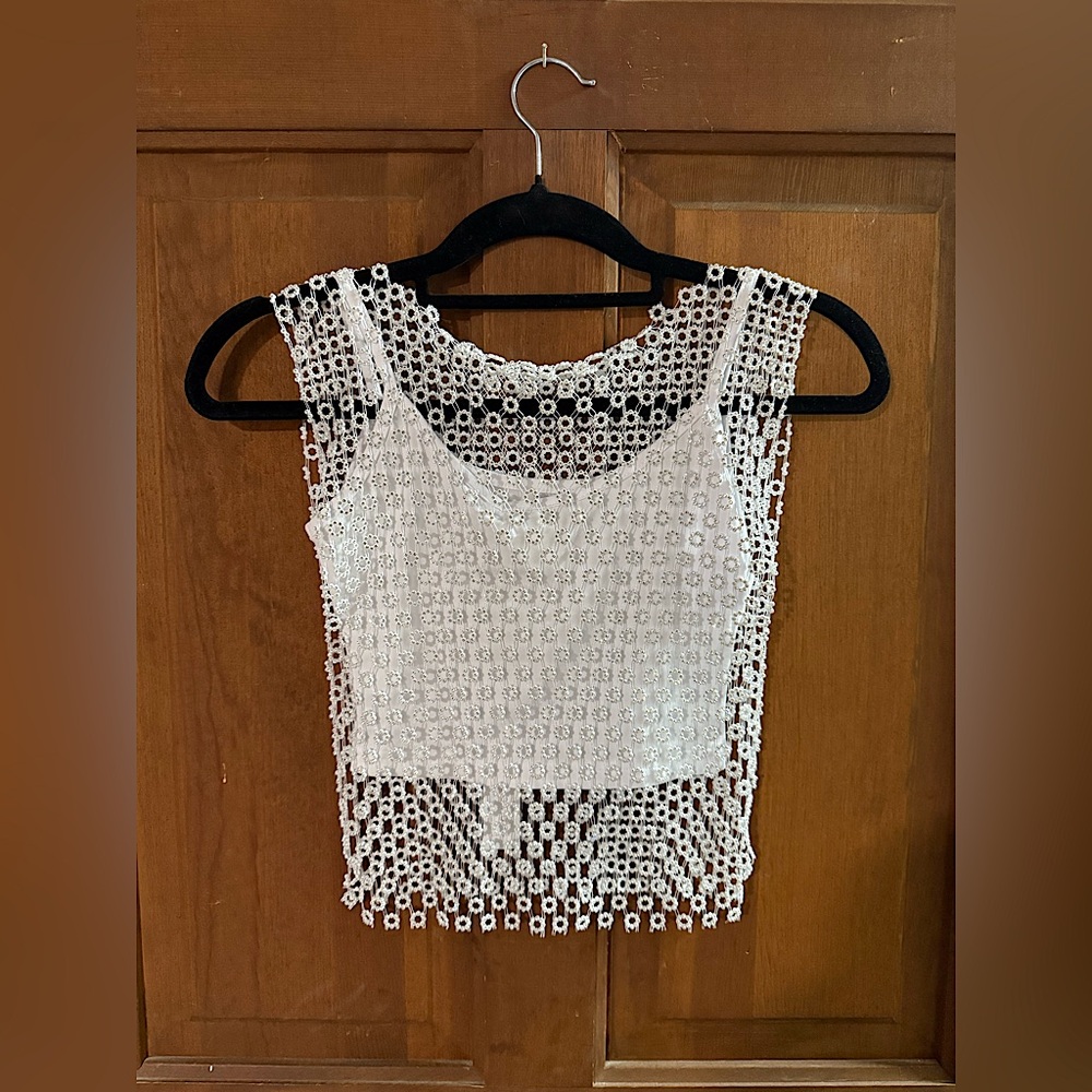 White Sparkly Crop Top